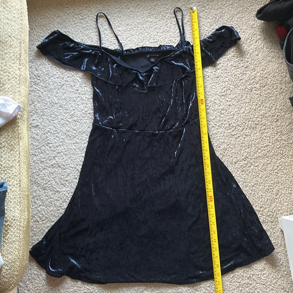 American Eagle Crushed Velvet Ruffle Mini Dress - Picture 6 of 9